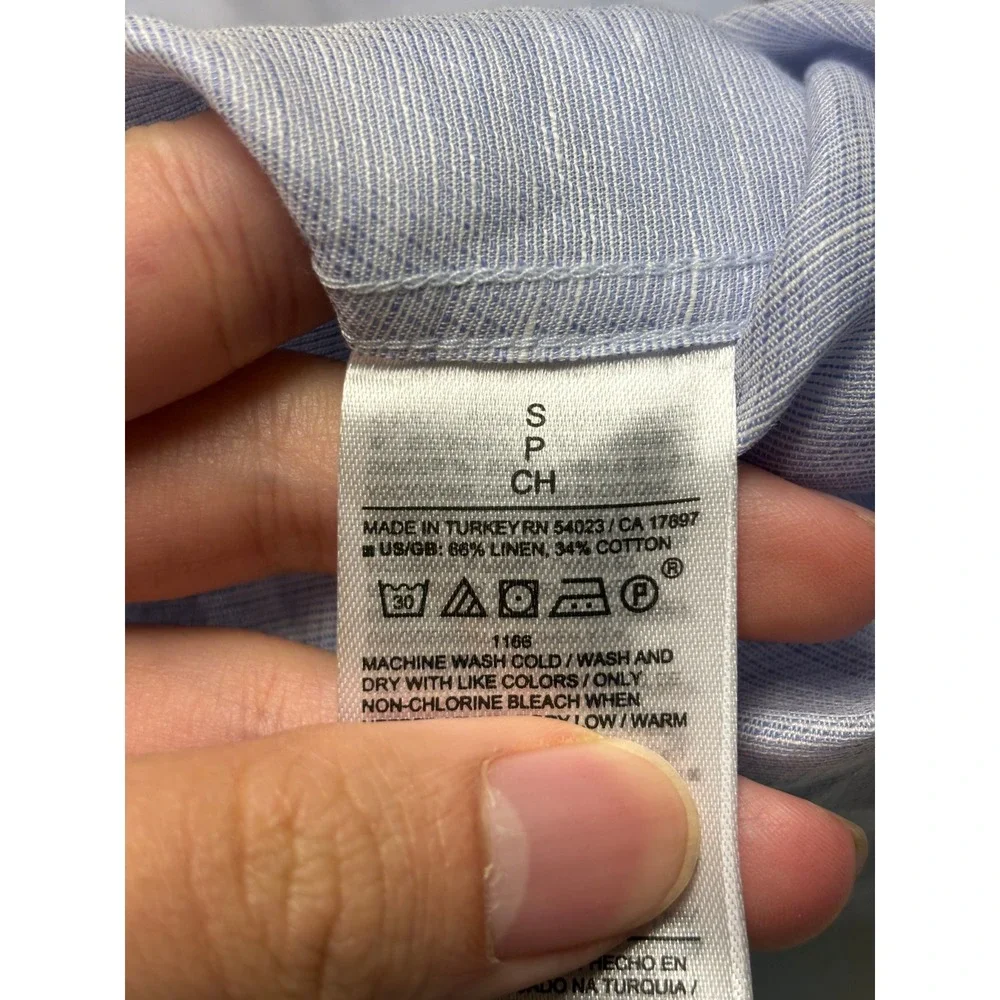 NWT Banana Republic Slim Fit Mens S Light Blue Linen Cotton Blend‎ Button Down